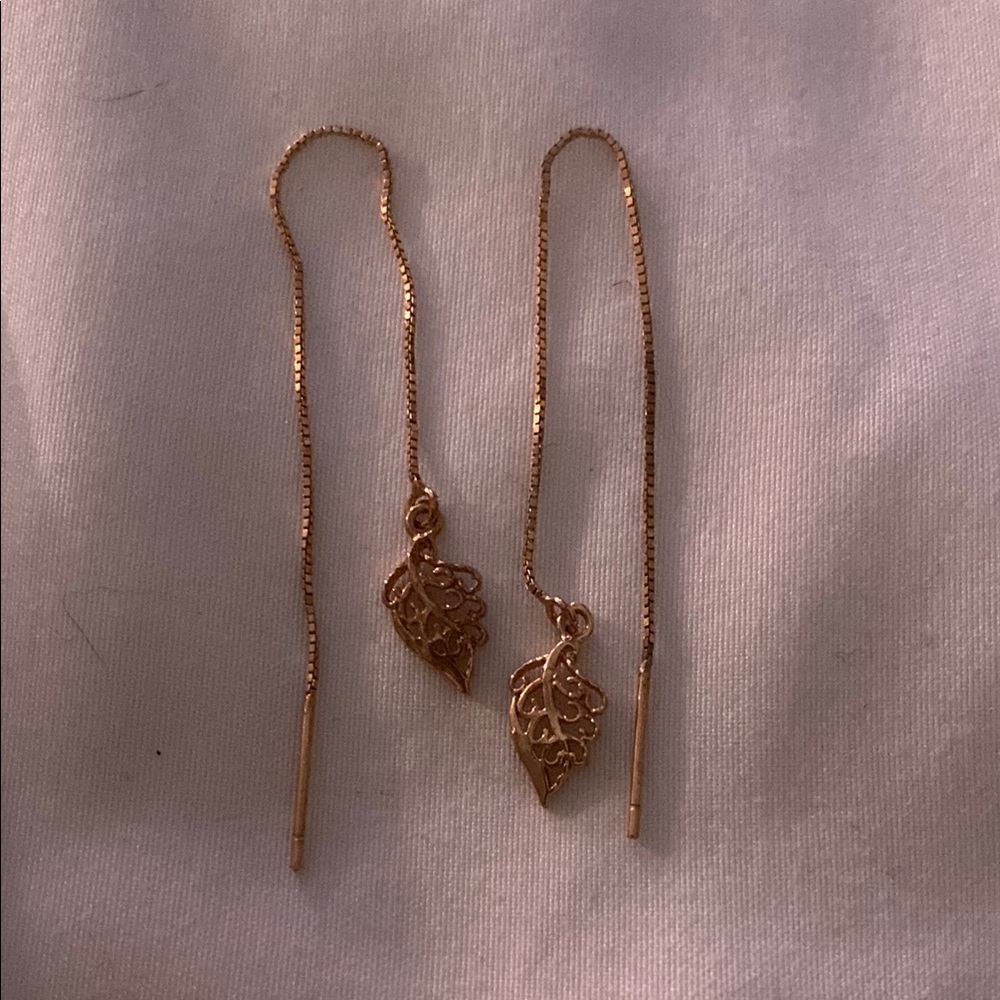 Rose Gold Leaf Drop Earrings
